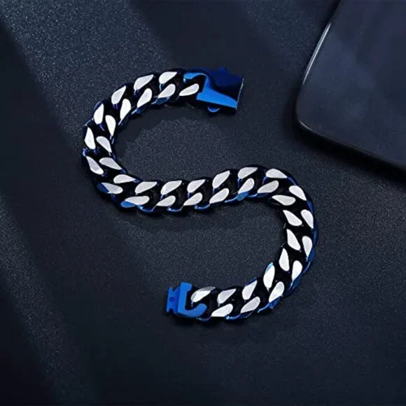 Men's Titanium Steel Cuban Link Bracelet 7.5-9 Inch Diamond Cut - Picture 4 of 8